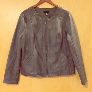 EUC Grey Faux / Vegan Leather Moto Jacket Sz L